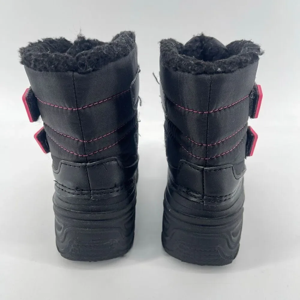 Wonder Nation Girls Black Pink Winter Boots Water Resistant Sherpa Lined Size 12